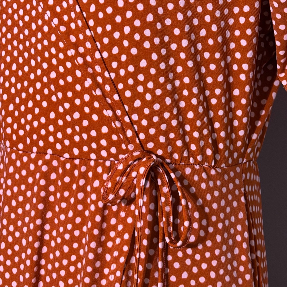 Torrid - Studio Knit Midi Cross Dress, Oxide Brown with White Polka Dots, Size00 - Picture 5 of 11